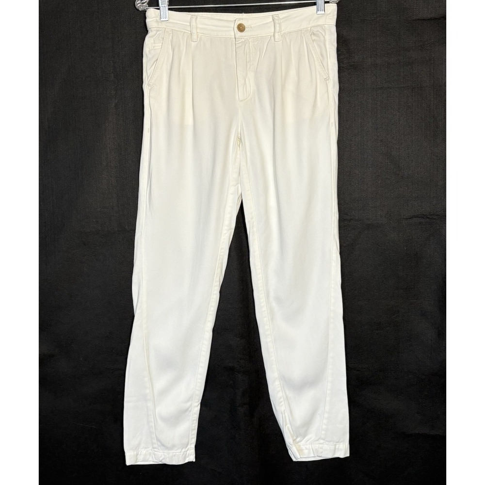 ANTHROPOLOGIE Women Tapered Leg Lyocell Mid Rise Pants Sz 26 Ivory Casual 65-7